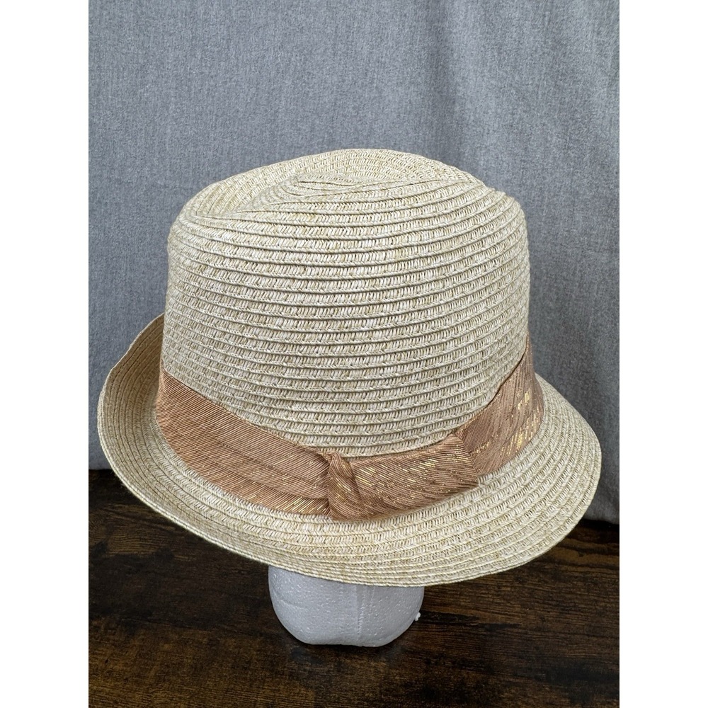Gap women's Metallic banded straw fedora S/M - Picture 3 of 13